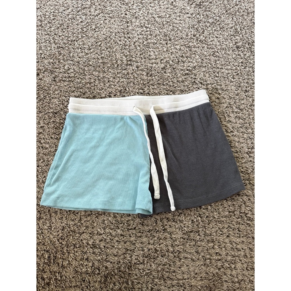 Lagaci Women's Light Blue Gray White Pajama Shorts Size Medium